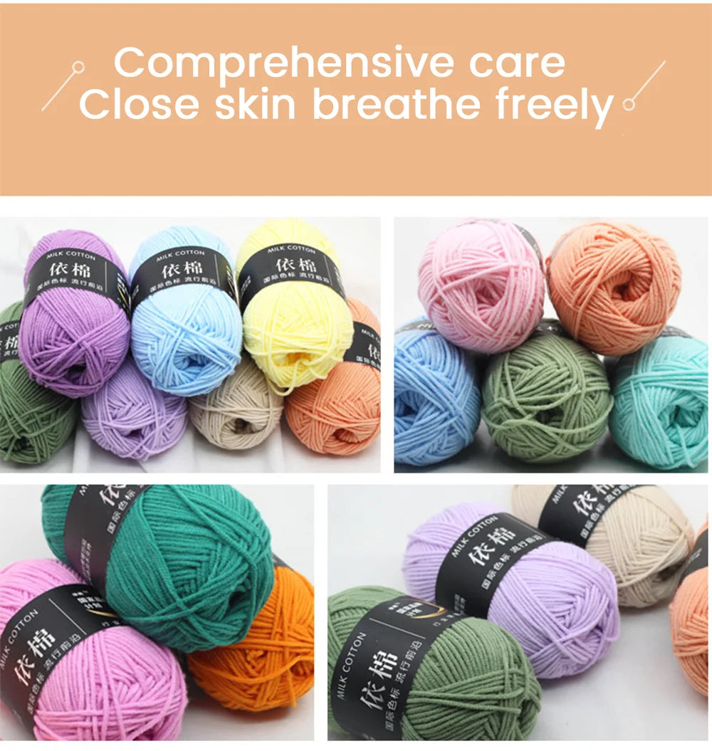 50g Soft Wool Milk Cotton Yarn Crochet Anti-Pilling Hand Knitting Thread For Cardigan Scarf Hat Baby Sweater Doll Supplies