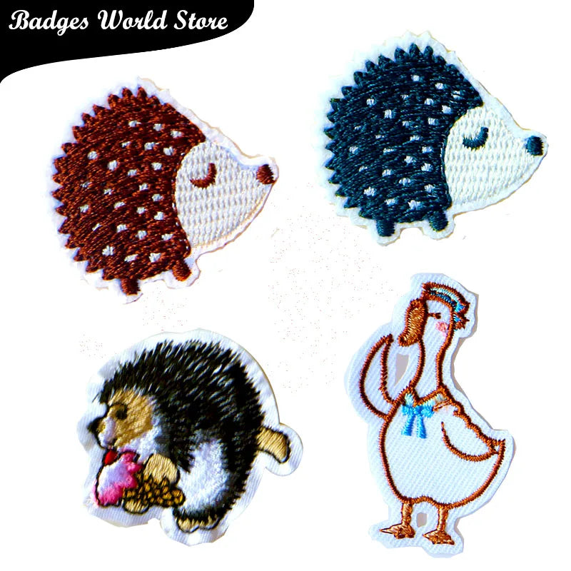 Cartoon Decorative Patch Hedgehog Chicken icon Embroidered Applique Patches For kawaii clothes DIY Iron on Badges on a backpack