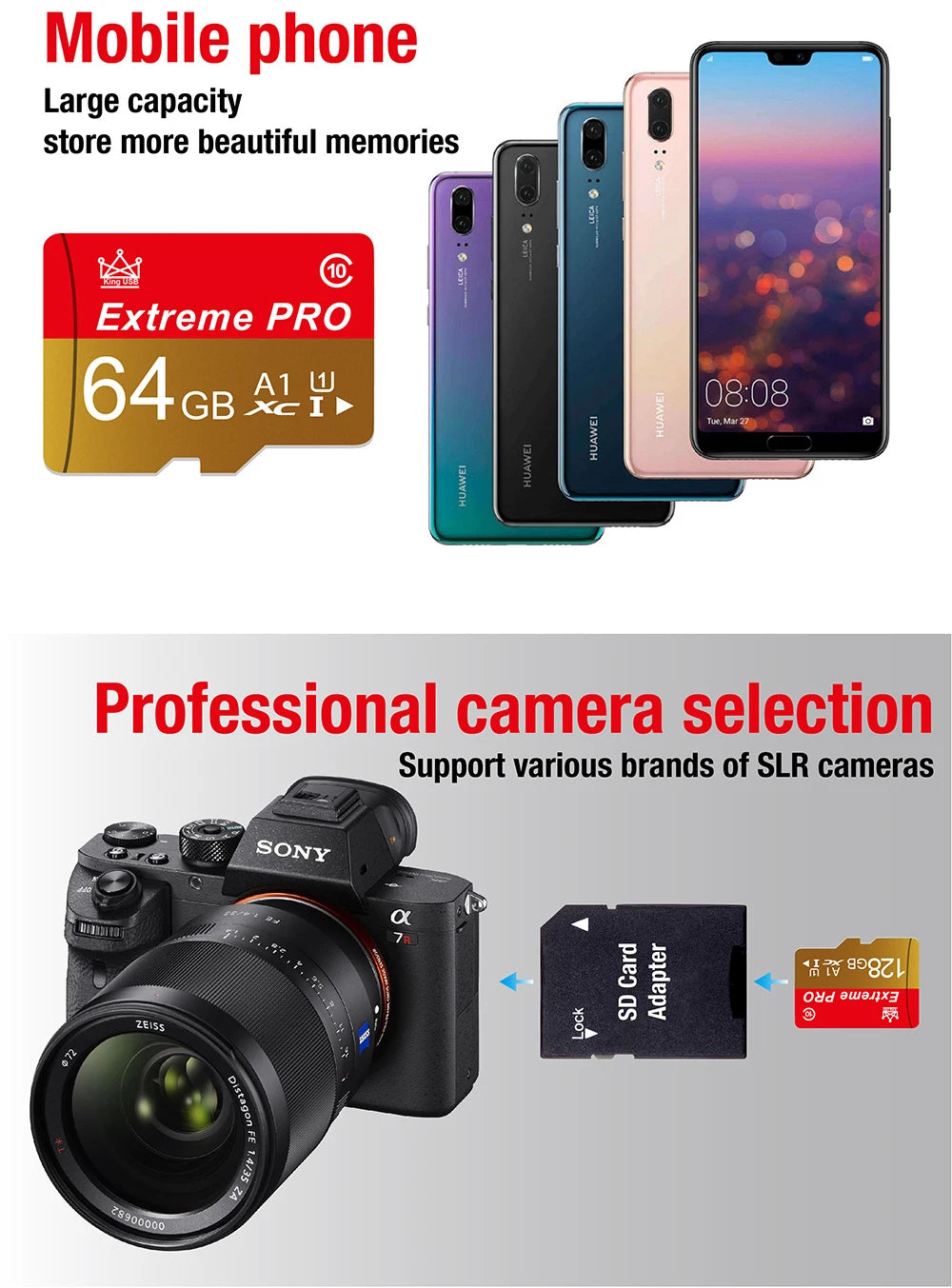 High Speed Memory Cards 4GB 8GB 16 GB 32 GB 64GB Cartao De Memoria 128 GB Class 10 Mini SD Card TF Card for Mobile Phone Camera