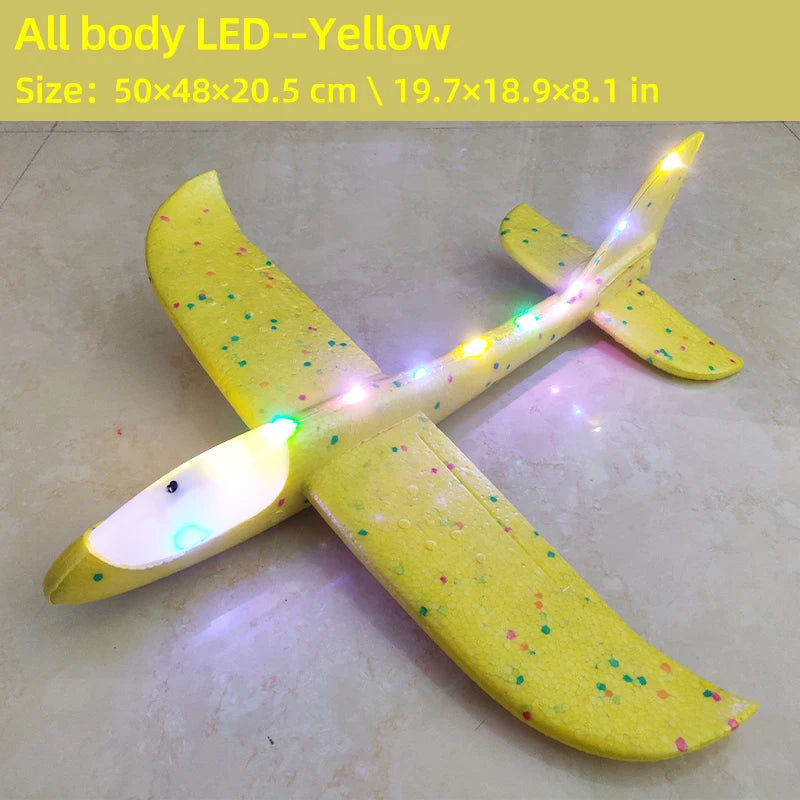 33/50CM Big Flash Glider Foam Plane Hand Throw Light Inertial AirPlane Outdoor Launch Fun of Kids Toys for Children Boys Gift