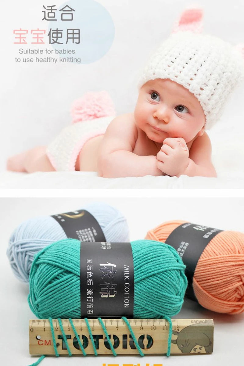 50g Soft Wool Milk Cotton Yarn Crochet Anti-Pilling Hand Knitting Thread For Cardigan Scarf Hat Baby Sweater Doll Supplies