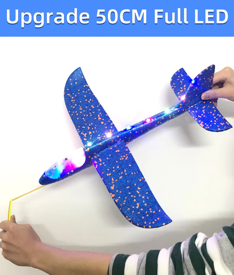33/50CM Big Flash Glider Foam Plane Hand Throw Light Inertial AirPlane Outdoor Launch Fun of Kids Toys for Children Boys Gift