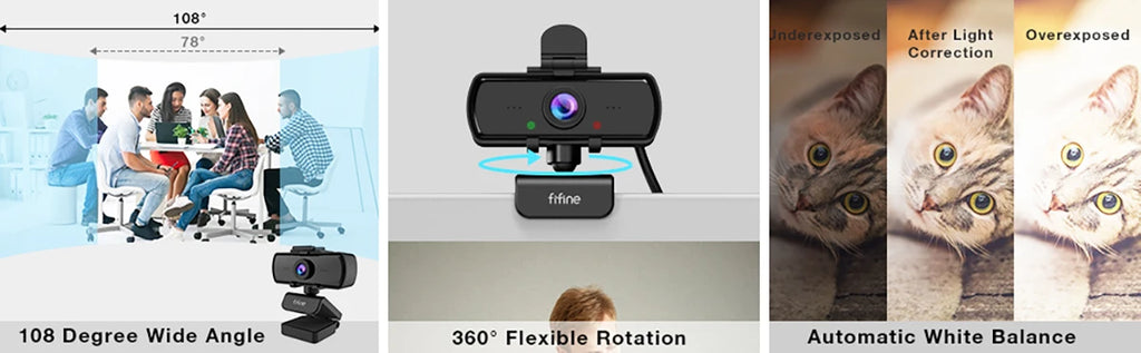 FIFINE 1440p Full HD PC Webcam with Microphone, Tripod, for USB Desktop & Laptop, Live Streaming Webcam for Video Calling - K420