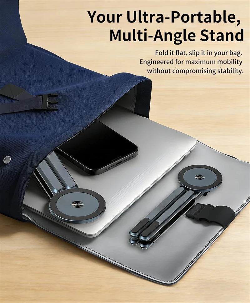 Portable Foldable Laptop Stand for Desk Foldable Ergonomic 8-Level Height Construction Tripod Compatible Portable with Convenien