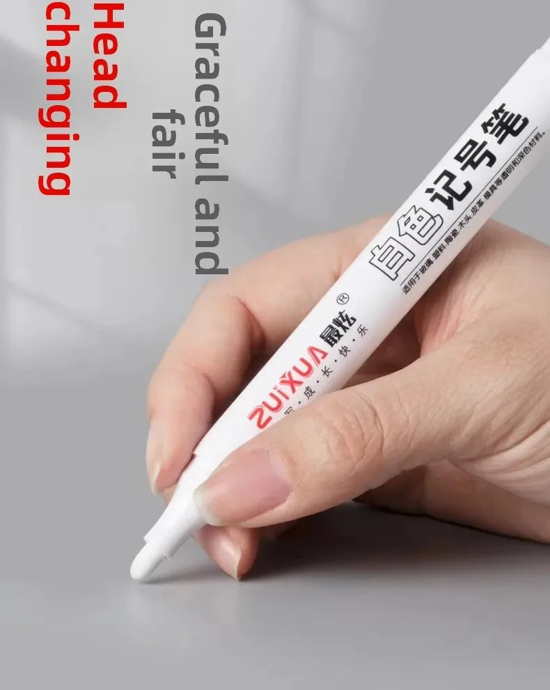 1Pc White Marker Pens 2.0mm Oily Waterproof White Gel Pen DIY Graffiti Sketching Markers Stationery Wrting School Supplies
