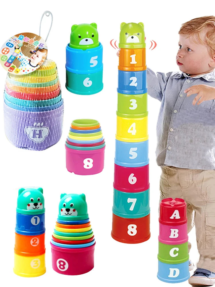Kid Brain Response Battle Fold Cup Hand Speed Competition Fold Cup Baby Stack Game Early Education Puzzle Train Board Games Toy