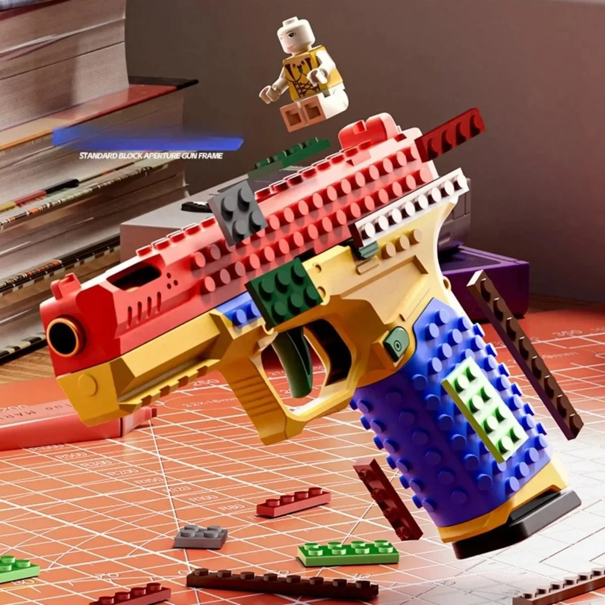 Hanging Toy Gun Continuous Firing Building Block Pistol Shell Throwing Airsoft Blowback Empty Outdoor CS Weapon for Boys Adult