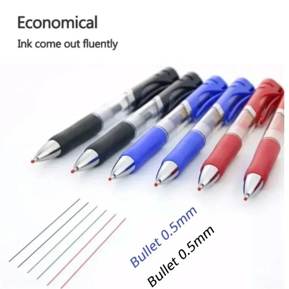 23 Pack Retractable Ballpoint Pen 0.5mm Large Capacity Black Red Blue Ink Replaceable Refills School Office Writing Stationery