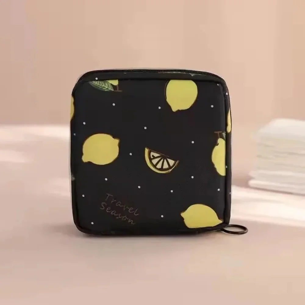 Cartoon Pattern Sanitary Napkin Bag Women Sanitary Napkin Tampon Storage Bag Portable Waterproof Multifunction Organizer Pouch