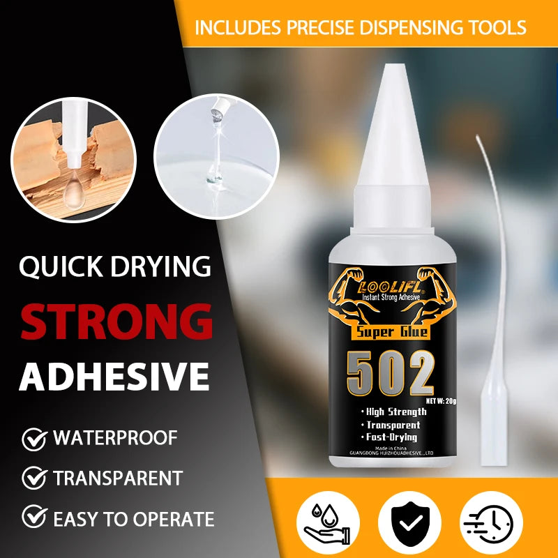502 Super Glue Quick-drying Strong Cyanoacrylate Glue Is Used for DIY Handicraft Repair of Metal, Wood, Plastic and Ceramics.20g