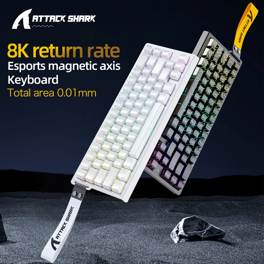 ATTACK SHARK X68HE Keyboard, PBT Double-Shot, RGB, 0.01mm, Baiyu Magnetic Switches,
