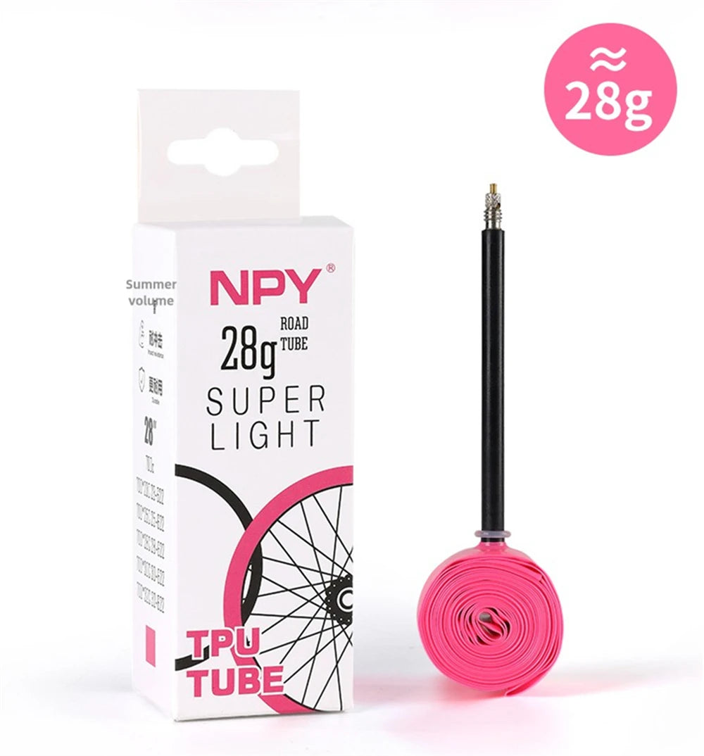 NPY 1Pcs Ultralight 28g Bike TPU Inner Tube 700X18 25 28 32 Road Bicycle TPU Material Tire 45mm/65mm/85mm Length French Valve