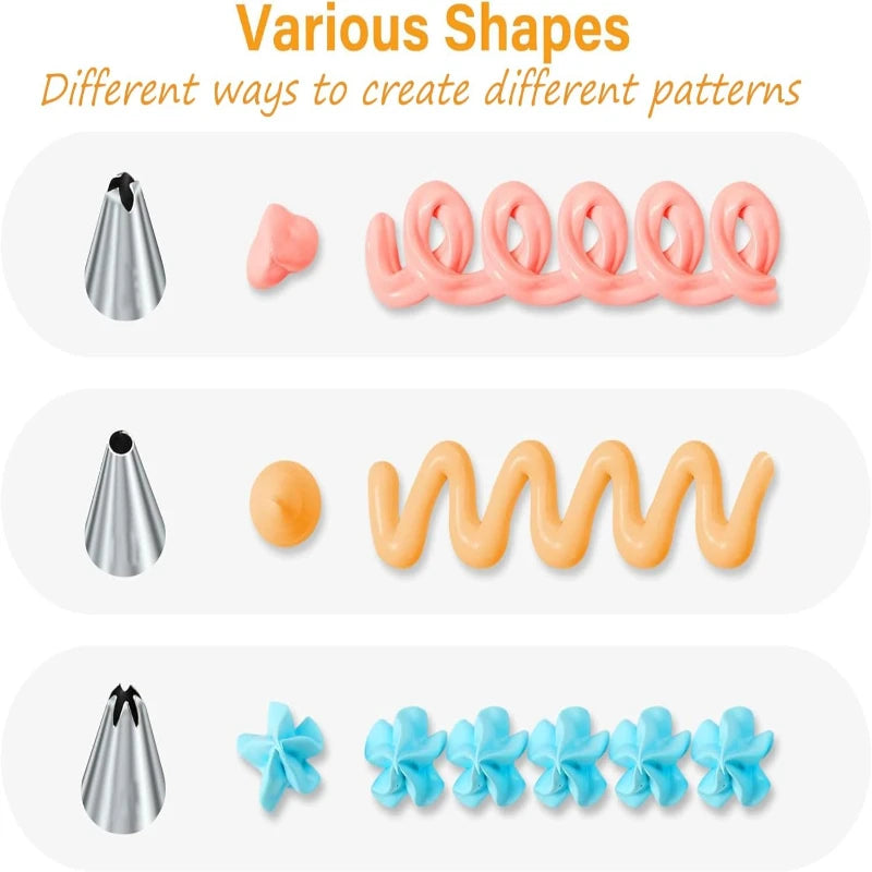 Cake Piping Tools Reusable Silicone Pastry Bag Stainless Steel Nozzle Icing Bag for Decoration Baking Tool Kitchen Accessories