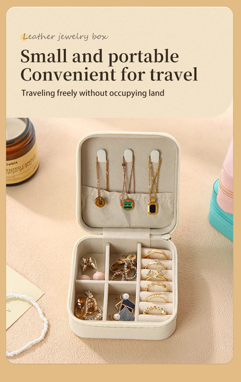 Wunionup Portable Mini Jewelry Travel Case PU Leather Organizer Box Jewelry Storage Holder for Girls Womens Earring, Necklace