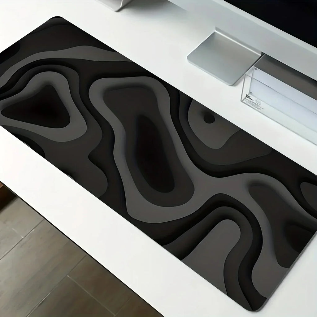 CIFBUY Large Gaming Mouse Pad Black Gray Swirl Design Desk Mat Non-Slip PC Computer Keyboard Office Carpet Maus Pad