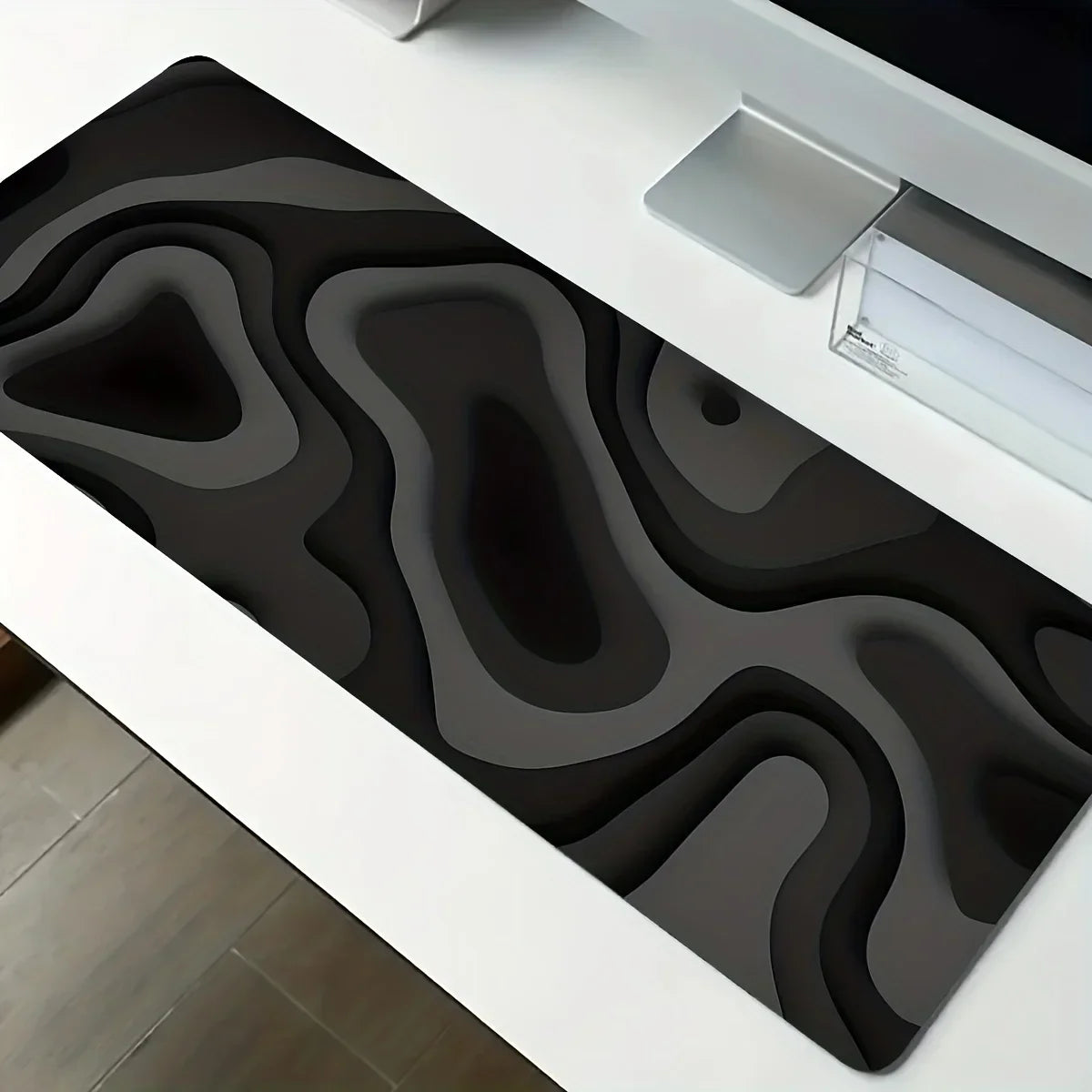 CIFBUY Large Gaming Mouse Pad Black Gray Swirl Design Desk Mat Non-Slip PC Computer Keyboard Office Carpet Maus Pad