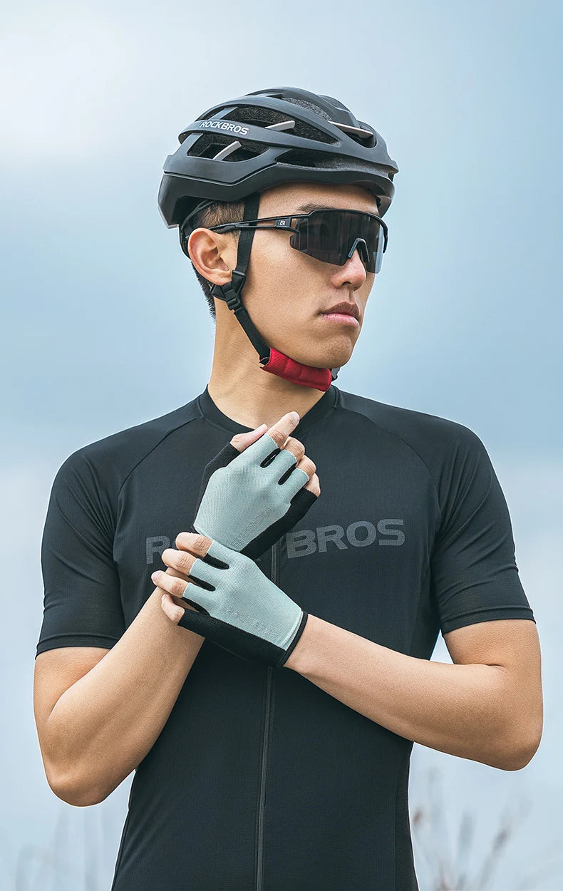 ROCKBROS Bike Gloves Half Finger Summer Breathable Anti-slip SBR Pad Shockproof MTB Road Bicycle Gloves Cycling Shorts Gloves