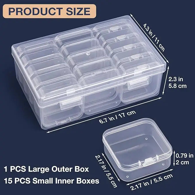 Transparent Plastic Compartment Storage Box Multifunctional Jewelry Beads Small‑Parts Organizer Case Crafts Hardware Pill Seed