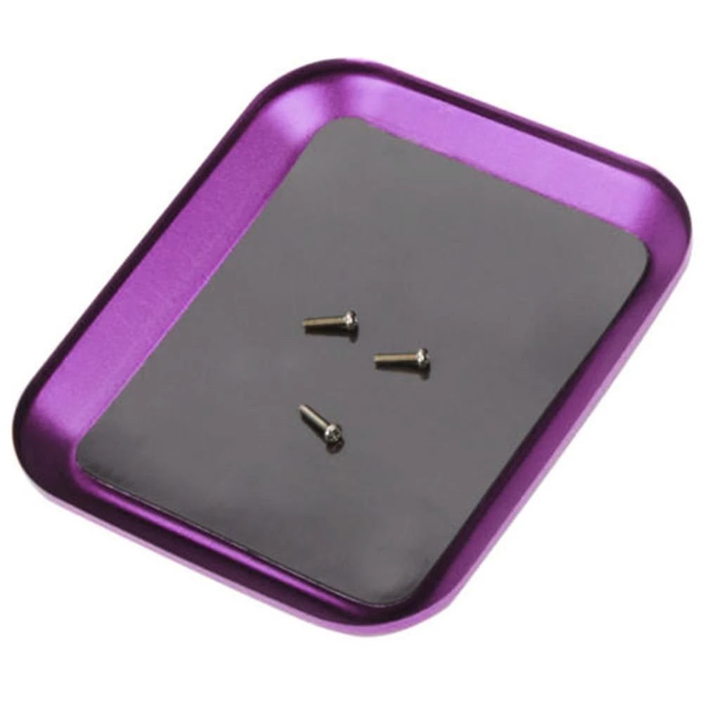RC Model Repair Magnetic Screw Tray, Aluminum Alloy Weak Magnet Parts Holder for Airplane, Car, Boat and Crawler Models