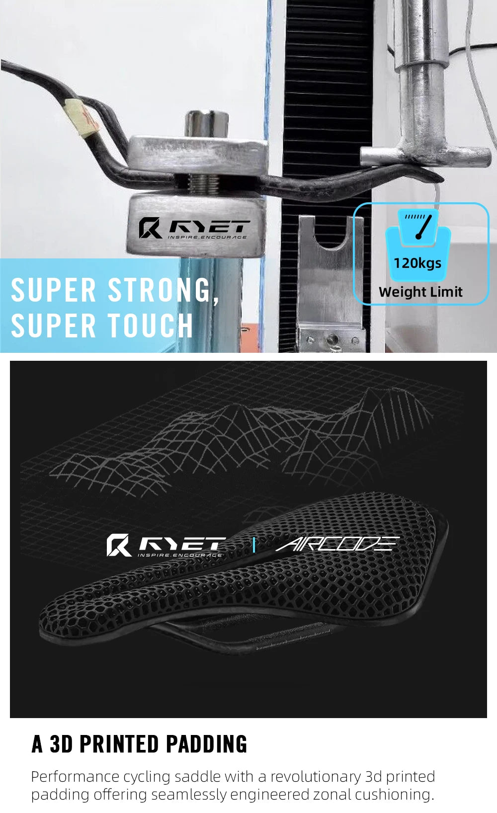 RYET 3D Printed Bike Saddle Ultralight Carbon Fiber Hollow Comfortable Breathable MTB Gravel Road Bicycle Cycling Seating Parts