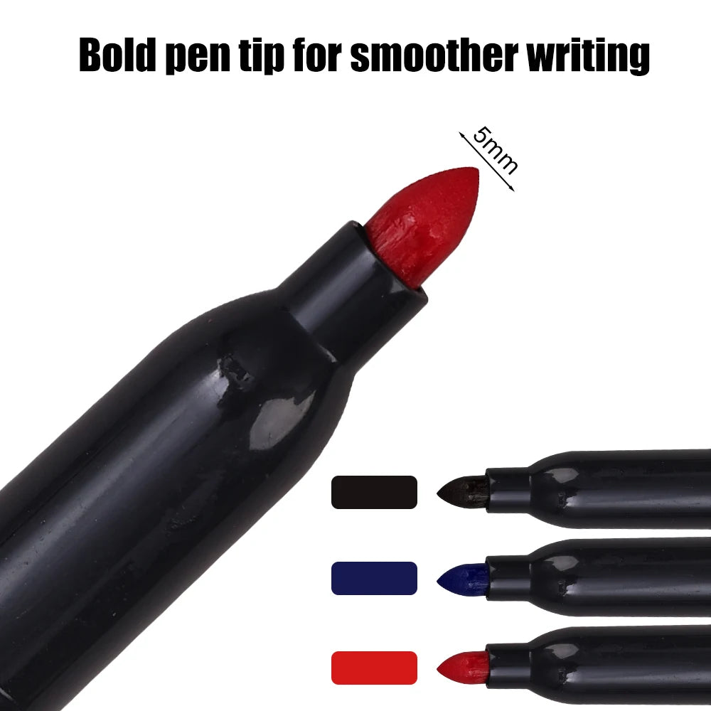 Permanent Marker Pen Drawing Markers Black Blue Red Waterproof Ink Sketch Pens Stationery Art School Supplies For Glass Metal