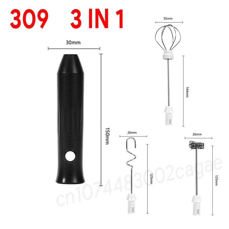 Wireless Electric Milk Frother Type-C Handheld Blender Stainless Steel Mini Coffee Maker Whisk Mixer for Coffee Cappuccino Cream