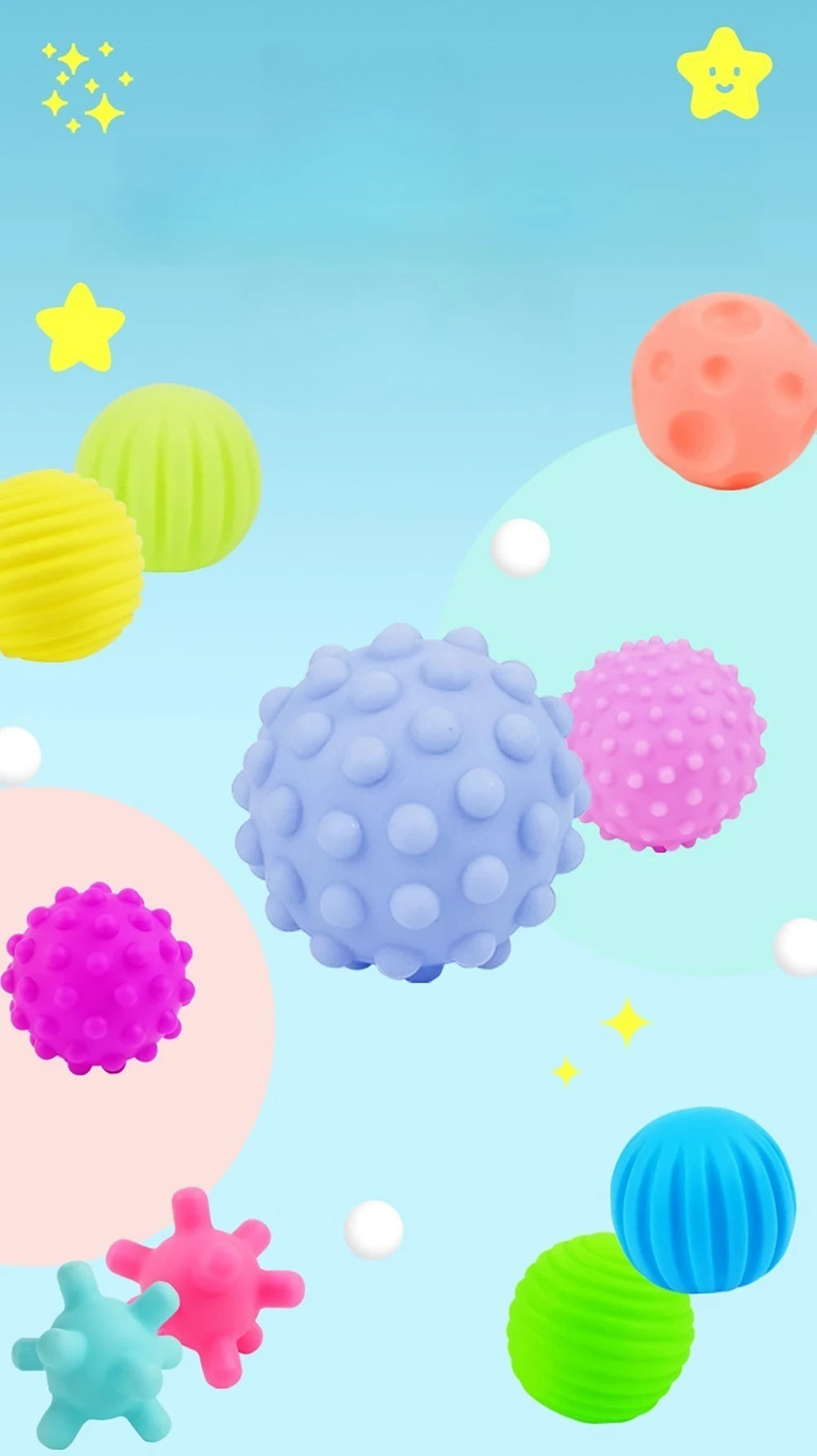 6Pcs Textured Multi Ball Set Develop Tactile Senses Toy Baby Touch Hand Ball Toys Training Ball Massage Soft Balls Kids Gifts