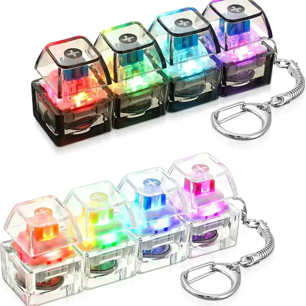 Portable LED Keyboard Keychain Click Button Stress Reliever Cute Desk Accessory for Office Anxiety Relief Fun Gadget Idea Amagi