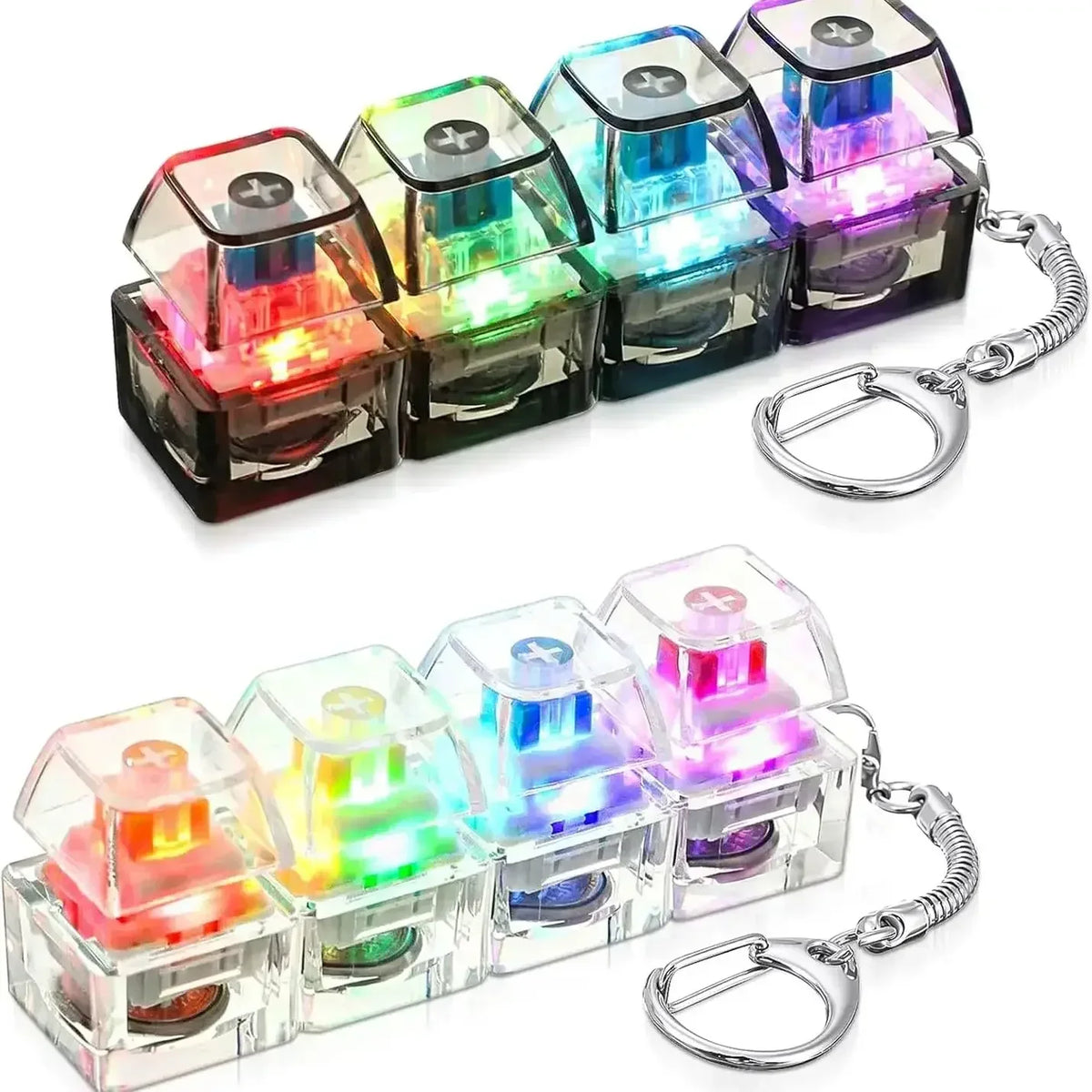 Portable LED Keyboard Keychain Click Button Stress Reliever Cute Desk Accessory for Office Anxiety Relief Fun Gadget Idea Amagi