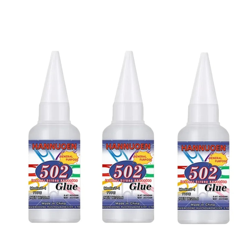 502 super strong quick-drying adhesive, professionally used for daily repair of toy plastics, is white, transparent and odorless