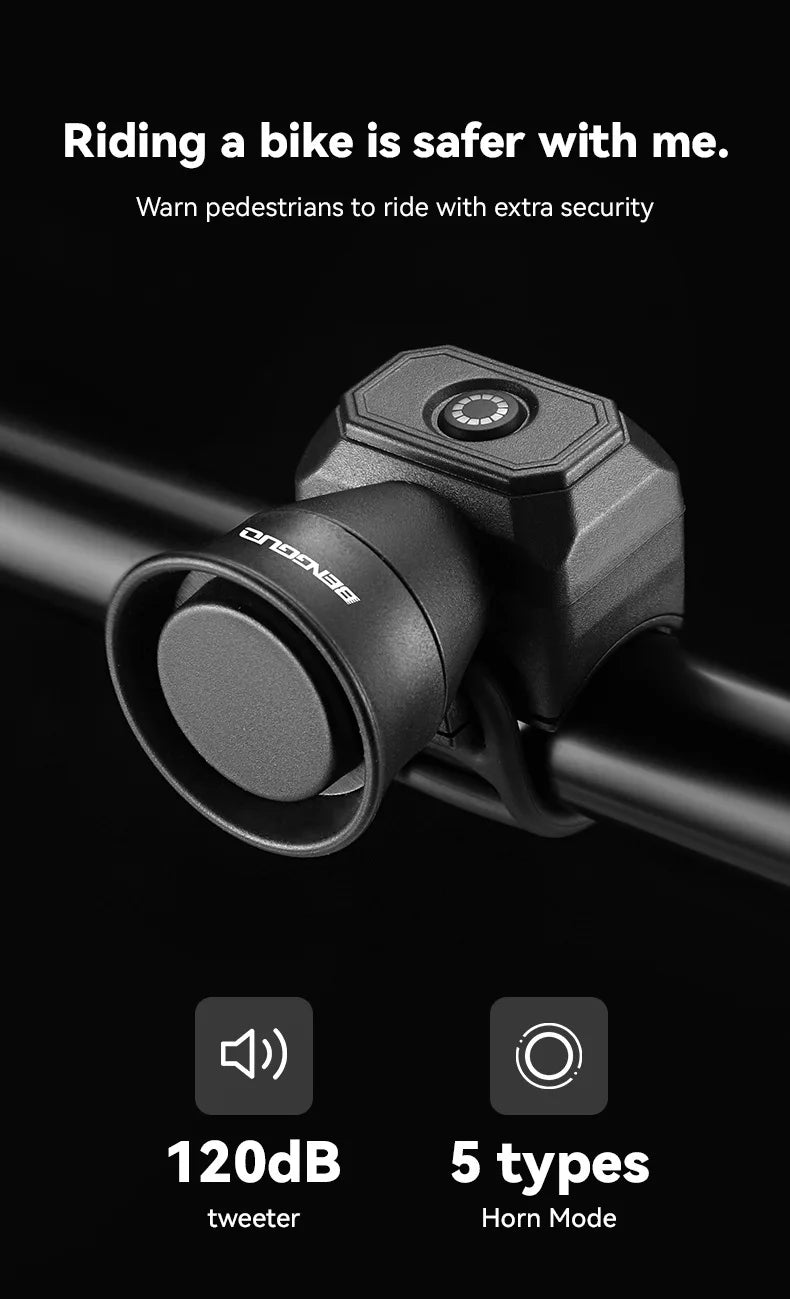 5 Mode Bicycle Electric Horn MTB Super Loud 120db Bell Bike Electronic Horn Scooter Personalized bell Riding Accessories