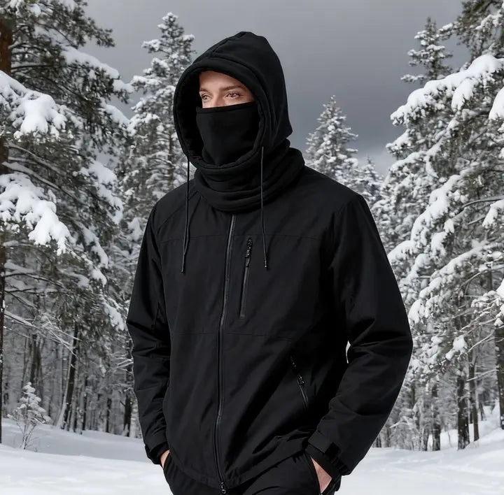 Unisex Winter Balaclava Knit Hood - Windproof Mask with Drawstring, Motorcycle Riding Headgea Warm Knitted Cap Cold Weather