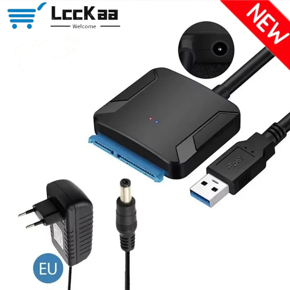 USB 3.0 To SATA III Cable Adapter Hard Drive Sata Converter for 2.5" 3.5" SSD HDD Hard Drive Disk Compatible with 2.5/3.5 Inch