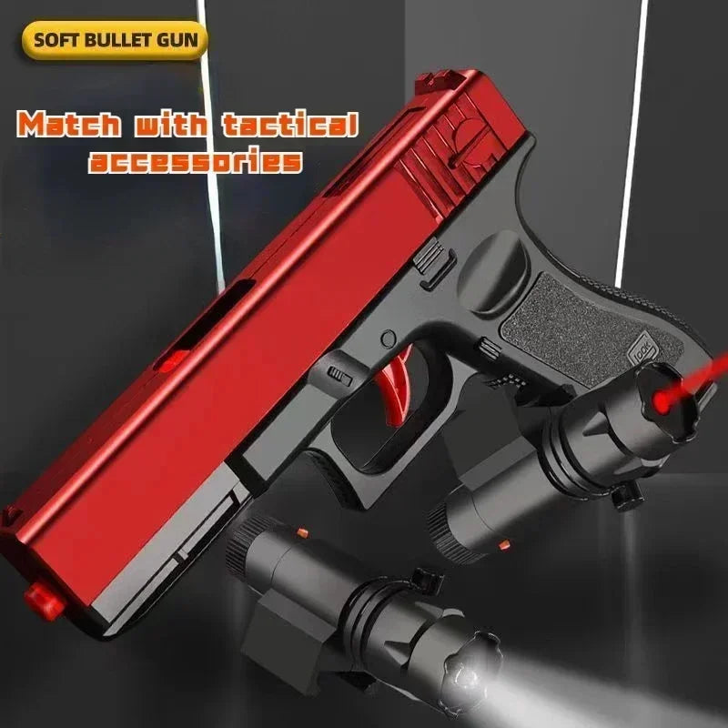 1W-Soft Bullet Toy Pistol Lower Magazine Manual Gun With Laser Airsoft Pistol Outdoor Sports CS For Children Game Gift
