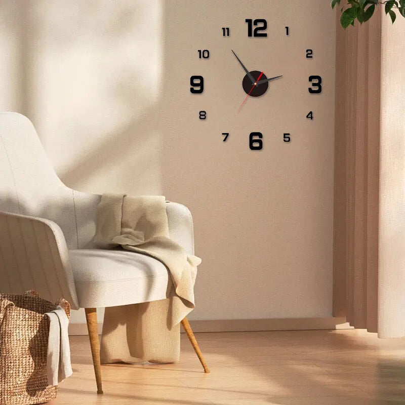 3D Creative Frameless DIY Wall Hanging Clock Wall Stickers Home Mute Digital Clock Living Room Office Wall Decoration