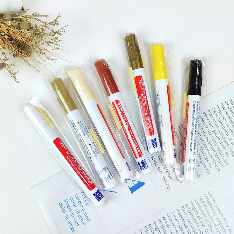 1/3 Pcs Waterproof White Marker Pen Wall Seam Repair Tiles Grout Markers Pens Floor Bathroom Decontamination Paint Brush Tools