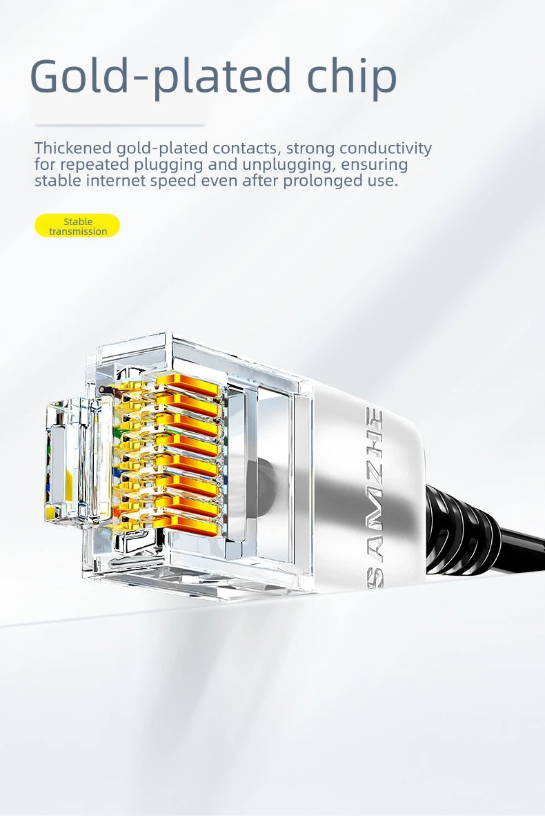 SAMZHE Slim Cat6A RJ45 Internet Cable High Speed 10Gbps 31AWG Pure Copper Wire Core Network LAN Computer Patch Cable For PC