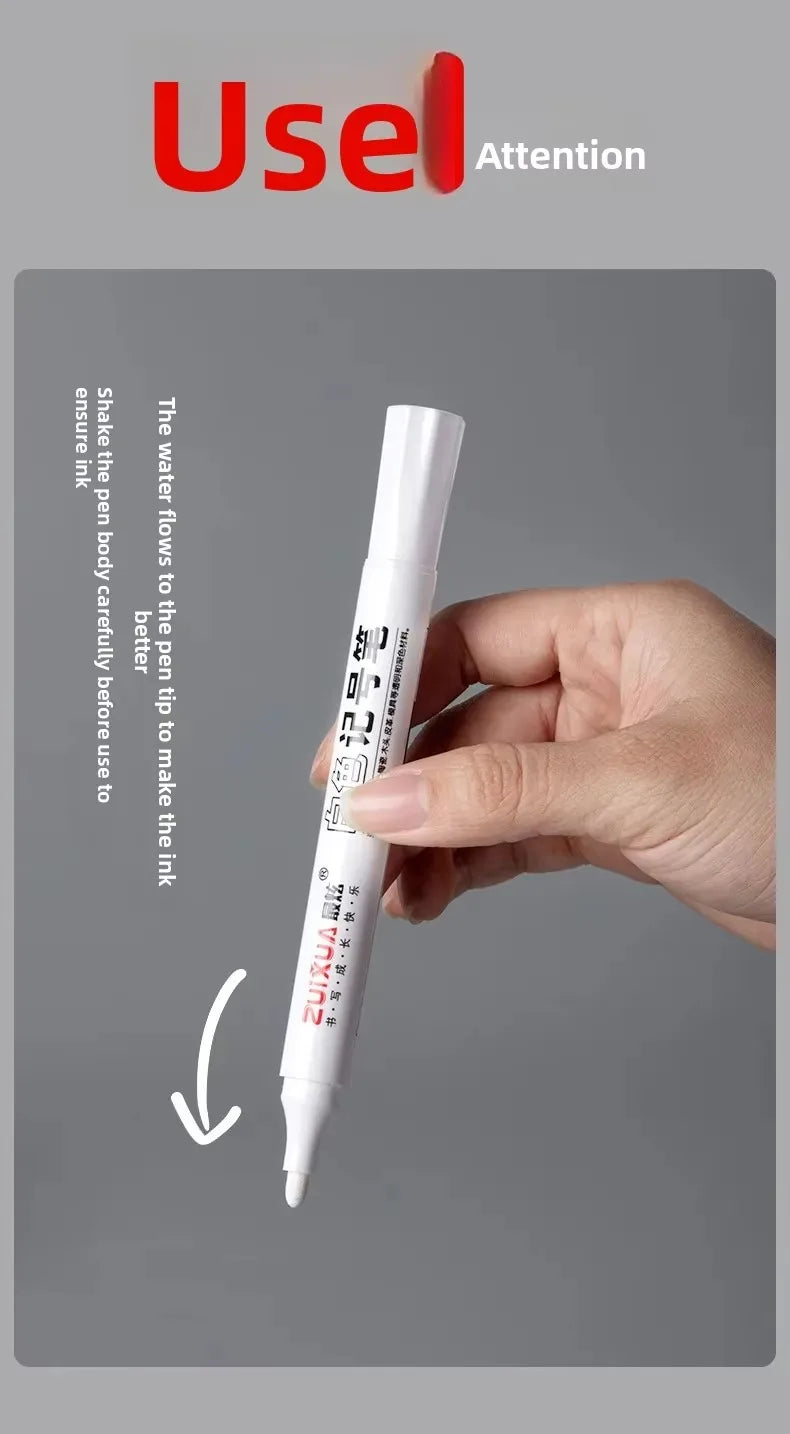 1Pc White Marker Pens 2.0mm Oily Waterproof White Gel Pen DIY Graffiti Sketching Markers Stationery Wrting School Supplies