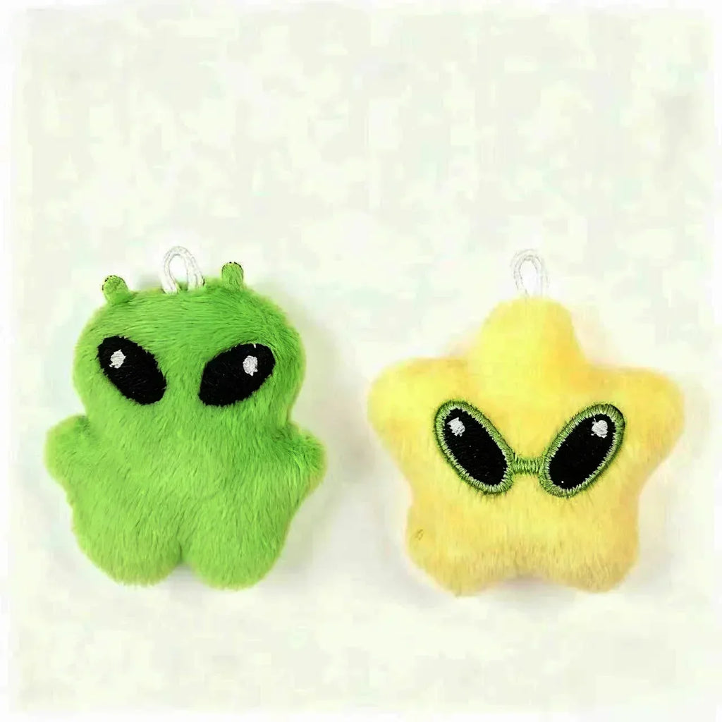 1/2Pcs Cartoon Plush Alien Keychain Cute Handbag Backpack Fluffy Car Phone Strap Accessory Gifts Kawaii Decor Star Doll Keyrings