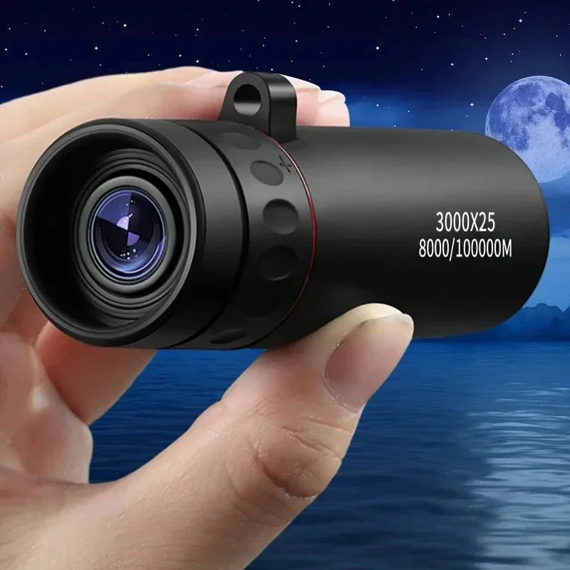 3000x25 Long-Distance HD Professional Monocular Telescope and Mini Portable Telescope, Suitable for Outdoor Camping and Hunting