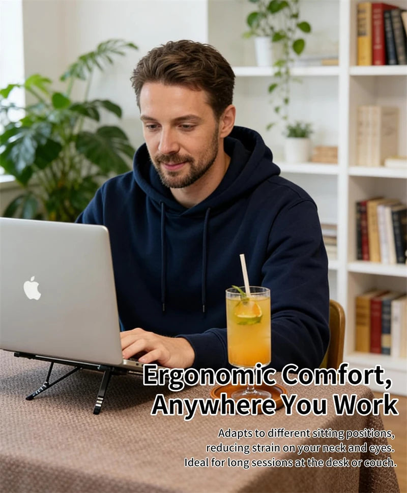 Portable Foldable Laptop Stand for Desk Foldable Ergonomic 8-Level Height Construction Tripod Compatible Portable with Convenien