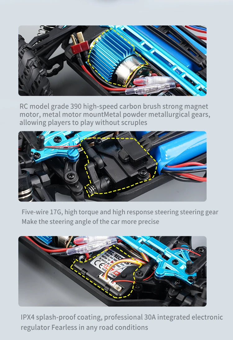 50KM/H RC Car With LED Lights 2.4G Radio Remote Control Cars Buggy Off-Road Control Trucks Boys Toy for Children VS WLtoy 144001