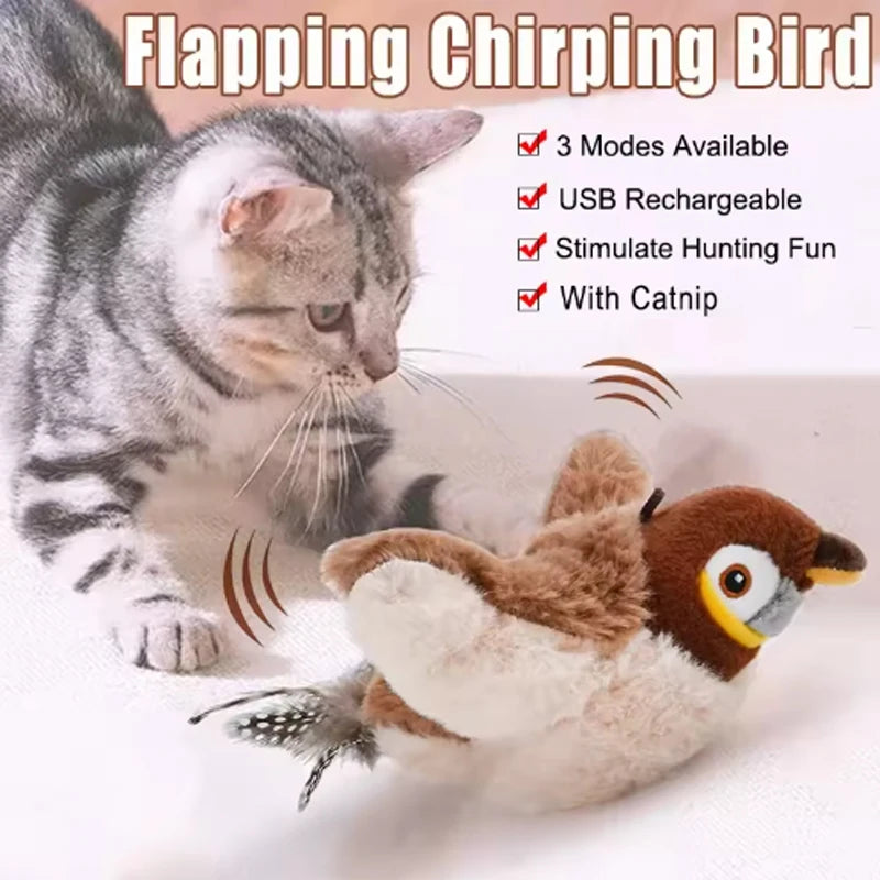 🐦🐱 Juguete Interactivo para Gatos con Pájaro de Peluche que Aletea 🔋🧸