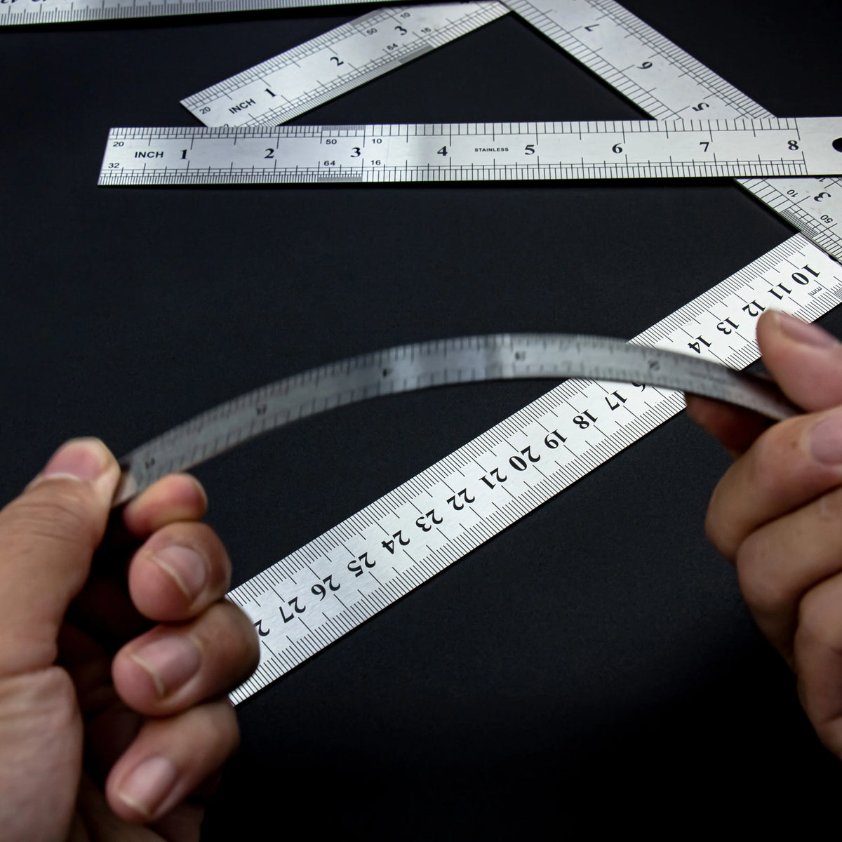Thickened Steel Ruler | 15/20/30/40/50/60cm | Dual CM & Inch Scale | Precise Measurement for Office, School & Industry