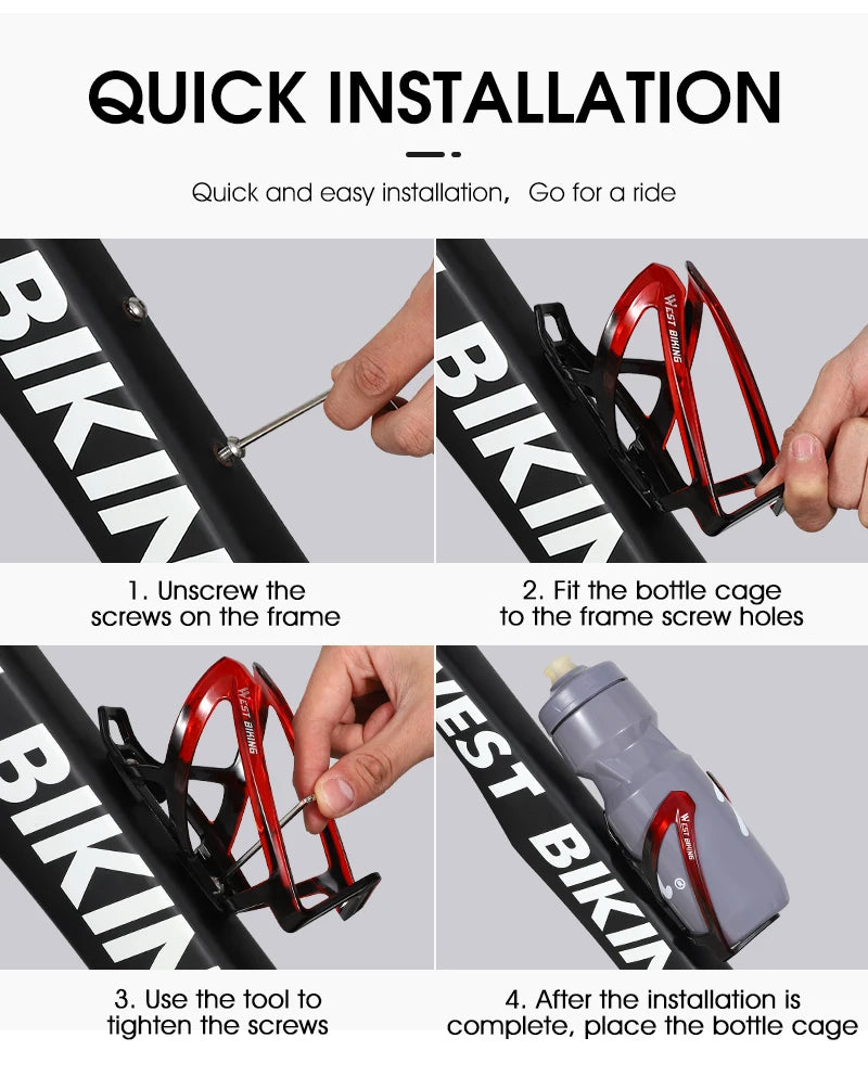 WEST BIKING Bicycle Water Bottle Cage Colorful Gradient Cycling Bottle Holder Ultralight MTB Road Bike Water Bottle Bracket