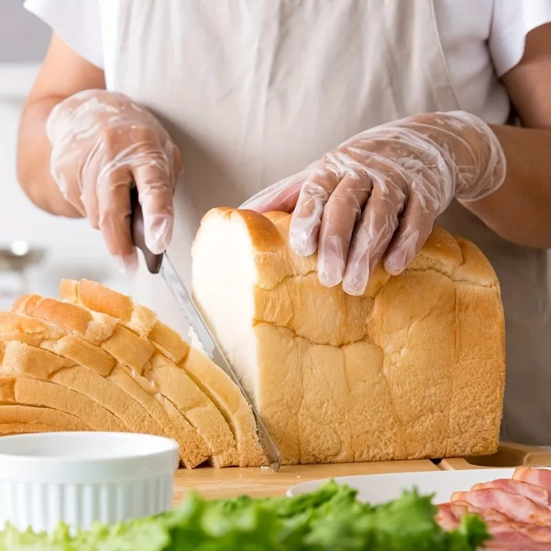 100/200PCS Disposable TPE Gloves, Powder Free and Latex Free, Suitable for Kitchen, Bathroom Cleaning
