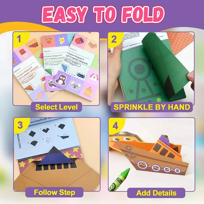 Origami Kit with 30/96 Sheets Paper & Guide Book, DIY Craft Art for Beginners Kids, Multiple Difficulty Level Challenges