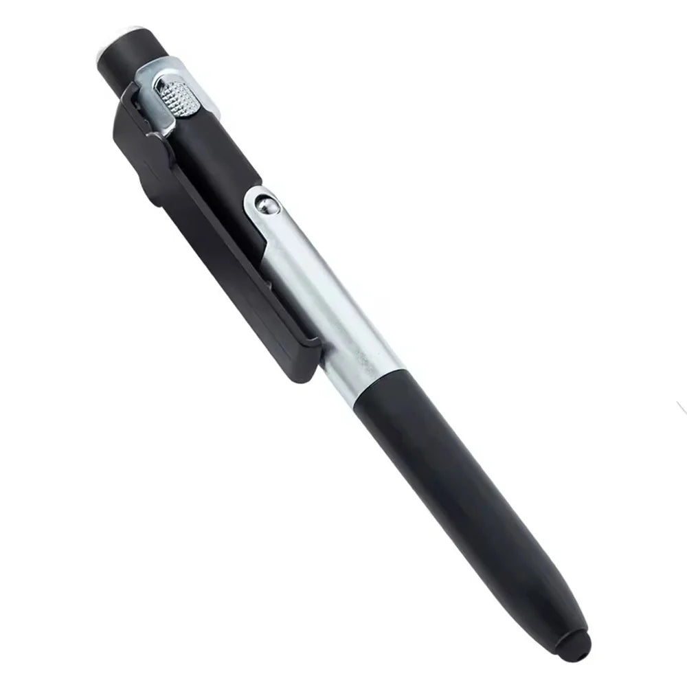 Multifunction 4In1 Foldable Ballpoint Pen with LED Light Phone Holder Night Read Writing Pencil Office School Student Stationery