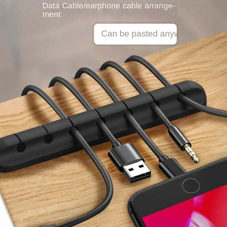 Self-Adhesive Power Cord Manager Fixed Chuck Plug Mouse Cable Headset Winder Mobile Phone Data Cable Card Silicone Desktop