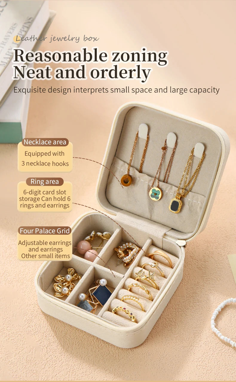 Wunionup Portable Mini Jewelry Travel Case PU Leather Organizer Box Jewelry Storage Holder for Girls Womens Earring, Necklace